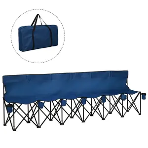 Buy 6 Seater Folding Camping Chair with Cup Holder & Carry Bag - Blue