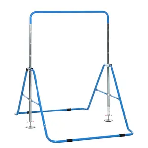 Buy Gymnastics Bar for Kids, Folding Horizontal Bars with Adjustable Height, Training Bar with Triangle Base, Blue