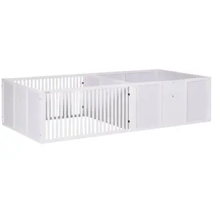 Buy 7 Panels Playpen with 3 Doors for Baby Dogs, Two-Room Design Puppy Whelping Box - White