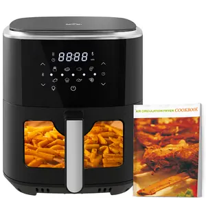 Buy 6.5L 8 in 1 Digital Air Fryer Oven with Visible Window, Rapid Air Circulation, Adjustable Temp, Timer, Recipes and Non-stick Basket, 1500W, Black