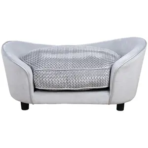 Buy PawHut Dog Sofa for XS and S-Size Dogs, Pet Couch with Thick Sponge Padded Cushion, Cat Lounge Bed with Washable Cover, Wooden Frame