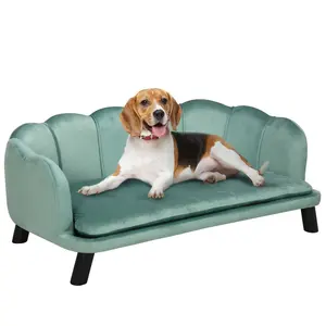 Buy Dog Sofa, Pet Couch Bed for Medium, Large Dogs, with Legs, Cushion - Green