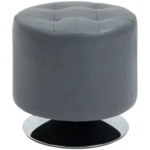 Buy 360&deg; Swivel Foot Stool Round PU Ottoman with Thick Sponge Padding and Solid Steel Base, Grey