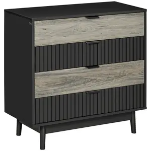 Buy HOMCOM Drawer Chest, 4-Drawer Storage Organiser for Bedroom, Living Room, 80cmx35cmx80cm, Grey and Natural Tone