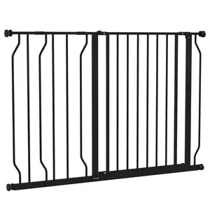 Buy Wide Dog Safety Gate, with Door Pressure, for Doorways, Hallways, Staircases - Black