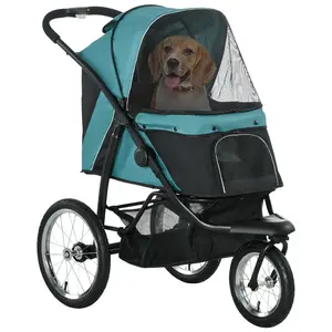 Buy Foldable Pet Stroller Jogger, with Three Wheels, Canopy, for Medium and Small Dogs, Green