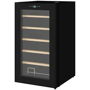 Buy 24 Bottle Wine Fridge, 65 Litre Capacity, 43cm Freestanding Wine Cooler Fridge with Glass Door, LED Light, Digital Touch Screen, Temperature Control, Black