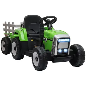 Buy Ride On Tractor, Battery Powered Electric Car, with Detachable Trailer, Remote Control, Music - Green