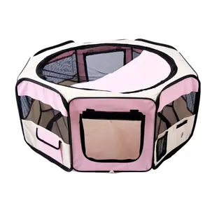 Buy Portable Cat Dog Playpen Pet Puppy Rabbit Guinea Pig Pen Run Dia 90 x 41H cm Indoor & Outdoor Pink