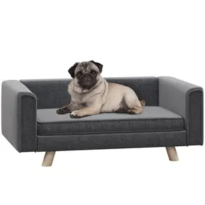 Buy Elevated Dog Sofa Bed, with Cushion, for Medium and Small Dogs, Grey