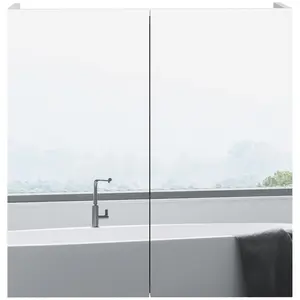 Buy Bathroom Mirror Cabinet, Wall Mounted Bathroom Storage Cupboard with Adjustable Shelf, 60W x 15D x 60Hcm, High Gloss White