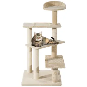 Buy 100 cm Cat Tree for Indoor Cats Kitten Scratch Scratching Post Climbing Tower Activity Centre Beige