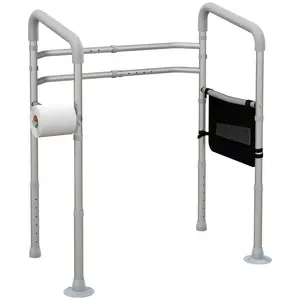 Buy Free Standing Toilet Frame, Height and Width Adjustable Toilet Safety Frame with Arms, 2 Additional Suction Cups, Handrail Grab Bar