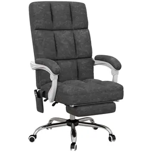 Buy Massage Office Chair, Ergonomic Desk Chair, Comfy Work Study Chair with Heat, Padded Seat, 135&deg; Reclining Back and Footrest for Home Office, Charcoal Grey