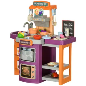 Buy Toy Kitchen, 49 Pieces Kids Play Kitchen, Children Trolley, with Sound and Light, Spray Effects, Running Water