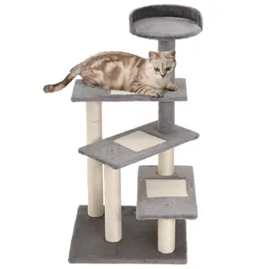 Buy 100 cm Cat Tree for Indoor Cats Kitten Scratch Scratching Post Climbing Tower Activity Centre Grey