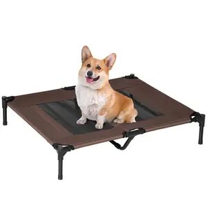 Buy Large Raised Dog Bed Cat Elevated Lifted Cooling Portable Camping Basket Outdoor Indoor Mesh Pet Cot Metal Frame Brown