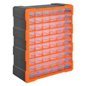Buy 60 Drawers Parts Organiser Wall Mount Storage Cabinet Garage Small Nuts Bolts Tools Clear Orange