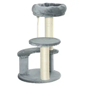 Buy 65cm Cat Tree, Cat Tower for Kittens, Small Cat Condo with Sisal Scratching Posts, Hanging Rope, Perches - Grey