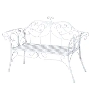 Buy Outsunny Bench Garden Chair Outdoor Indoor Patio 2 Seater Loveseat Metal Furniture White