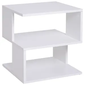 Buy Side Table Square Coffee Table Modern End Table with 2 Tier Storage Shelves for Living Room, Bedroom, White