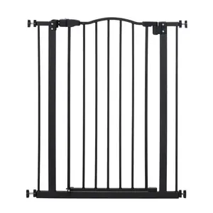 Buy Pressure Fit Dog Stair Gate No Drilling Safety Gate Auto Close for Doorways, Hallways, 74-80cm Adjustable, 94cm Tall, Black
