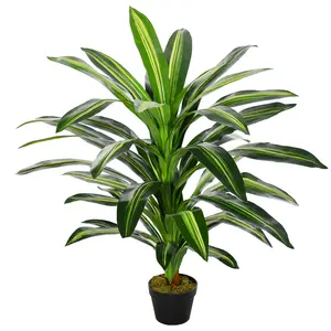 Buy 110cm/3.6FT Artificial Dracaena Tree Decorative Plant 40 Leaves with Nursery Pot, Fake Tropical Tree for Indoor Outdoor D&Atilde;&copy;cor