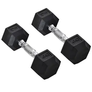 Buy 2x4kg Rubber Dumbbell Sports Hex Weights Sets Home Gym Fitness Hexagonal Dumbbells Kit Weight Lifting Exercise