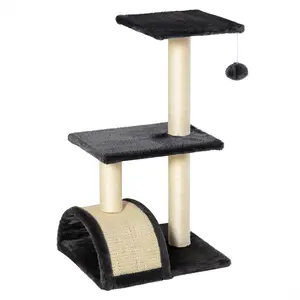Buy 72cm Cat Tree with Scratching Post, Pad for Indoor Cats - Black