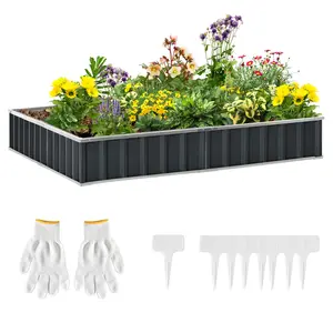 Buy 645L Metal Raised Garden Bed, DIY Large Steel Planter Box, No Bottom w/ A Pairs of Glove for Backyard, Patio to Grow Vegetables, Herbs, and Flowers, 258cmx90cm