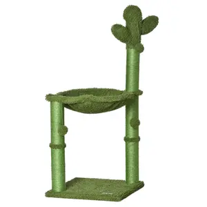 Buy Cactus Cat Tree Tower for Indoor Cats Sisal Scratching Post with Hammock Bed Dangling Ball 40 x 40 x 96 cm