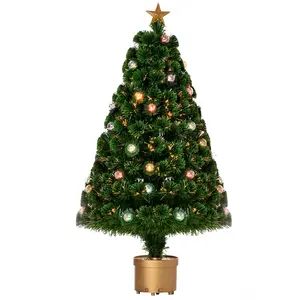 Buy 3FT Prelit Artificial Christmas Tree Fiber Optic Holiday Home Xmas Indoor Decoration with Golden Stand Green