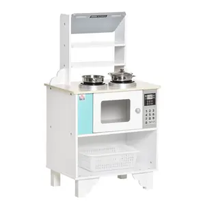 Buy Kids Kitchen Play Cooking Toy Set, Educational Pretend Role Playset Game, Multiple Storage, Cooking Bench, Pots, Storage Basket, Nature Wood