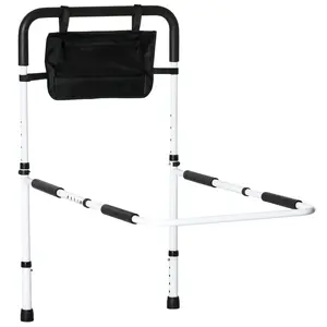 Buy Safety Bed Rail, Height Adjustable Bed Assist Rail with Storage Pocket, Grab Bar for Disabled and Senior, White