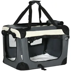 Buy 51cm Foldable Pet Carrier, with Cushion, for Mini Dogs and Cats - Grey