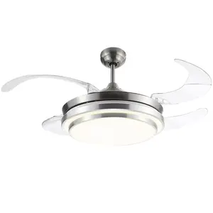 Buy Indoor Ceiling Fan with Light, Retractable Blades, Modern Mount Dimmable LED Lighting Fan with Remote Controller, for Bedroom, Living Room