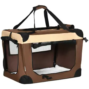 Buy 60cm Foldable Pet Carrier, with Cushion, for Mini Dogs and Cats - Brown