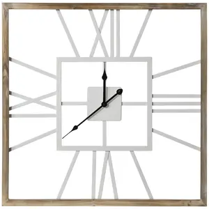 Buy Vintage Large Wall Clock with Roman Numerals, 60cm/24 Inch Silent Non Ticking Metal Wood Clocks for Living Room Kitchen, Distressed White