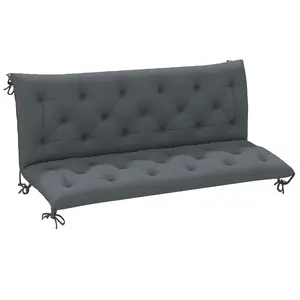 Buy 3 Seater Bench Cushion, Garden Chair Cushion with Back and Ties for Indoor and Outdoor Use, 98 x 150 cm, Dark Grey