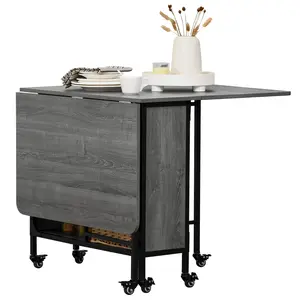 Buy Six-Person Drop Leaf Dining Table - Grey/Black