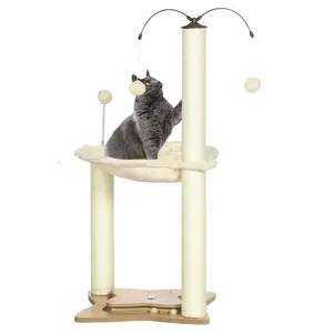 Buy Cat Tree, with Scratching Posts, Hammock, Toy Ball - Beige