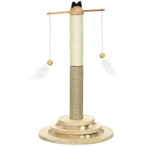 Buy Cat Tree, with Scratching Post, Turntable Toy Ball - Natural Finish