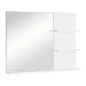 Buy Modern Bathroom Mirror, Wall-mounted Vanity Mirror with 3 Tiers Storage Shelves for Make Up, White