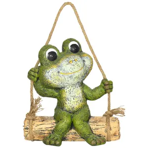 Buy Hanging Garden&Acirc;&nbsp;Statue, Vivid Frog on Swing Art Sculpture, Outdoor Ornament Home Decoration, Green