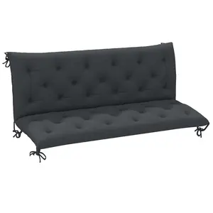 Buy 3 Seater Bench Pad, Garden Chair Cushion with Back and Ties for Indoor and Outdoor Use, 98 x 150 cm, Black
