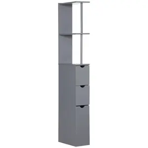 Buy Tall Bathroom Cabinet, Freestanding Bathroom Storage Cabinet with 2-Tier Shelf and Drawers, Narrow Cupboard Storage Unit, Grey