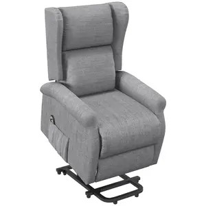 Buy Power Lift Recliner Armchair, Electric Lift Chair for Elderly, Fabric Riser and Reclining Chair with Remote Control, Side Pockets, Extended Footrest, for Living Room, Grey