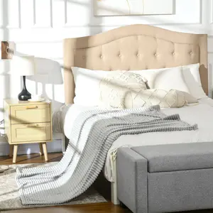 Buy HOMCOM Flannel Fleece Throw Blanket, Fluffy Warm Flannel Blankets, Striped Reversible Travel Bedspread, Single Size, 152 x 127cm, Grey