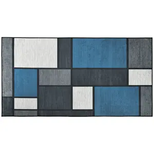 Buy Modern Geometric Rugs, Large Carpet Area Rugs for Living Room, Bedroom, Dining Room, 80x150 cm, Blue and Grey