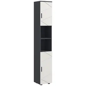 Buy Line Embossed Tall Bathroom Storage Cabinet - Grey